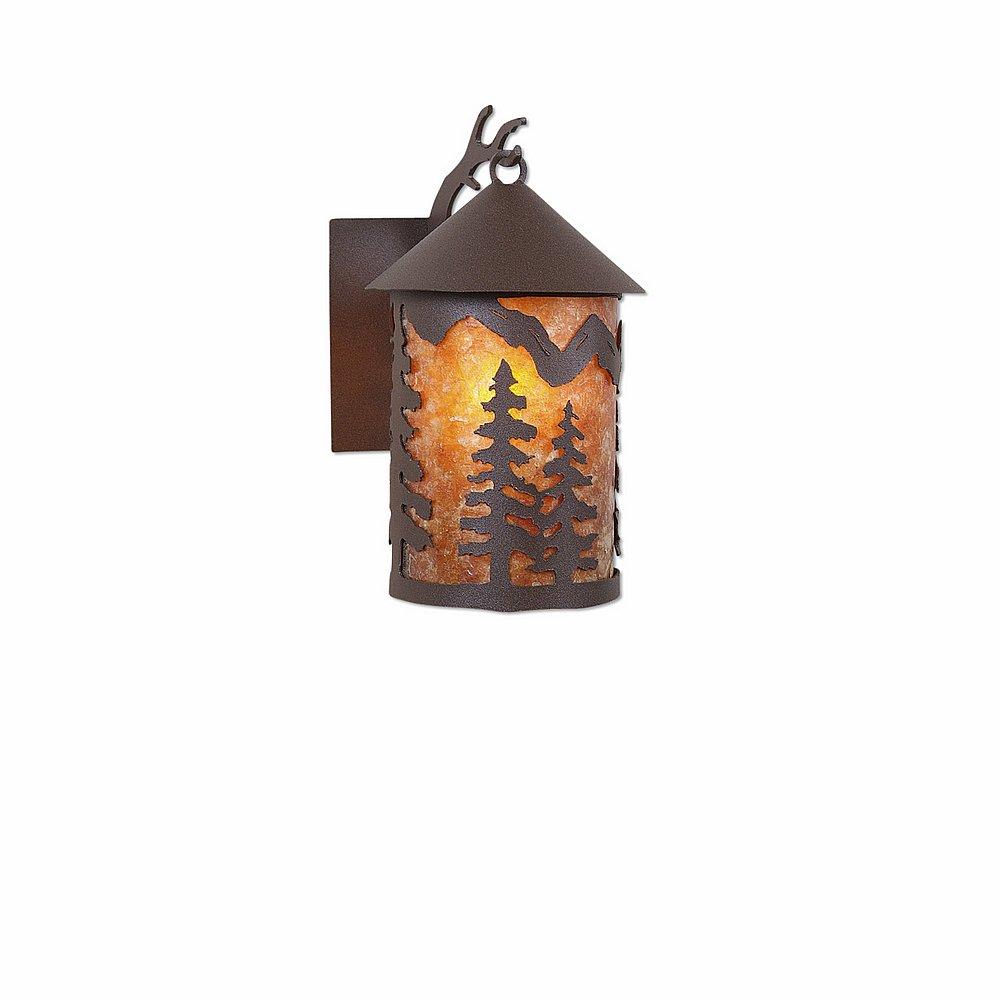 Cascade Lantern Sconce Mica Small - Spruce Tree - Amber Mica Shade - Rustic Brown Finish