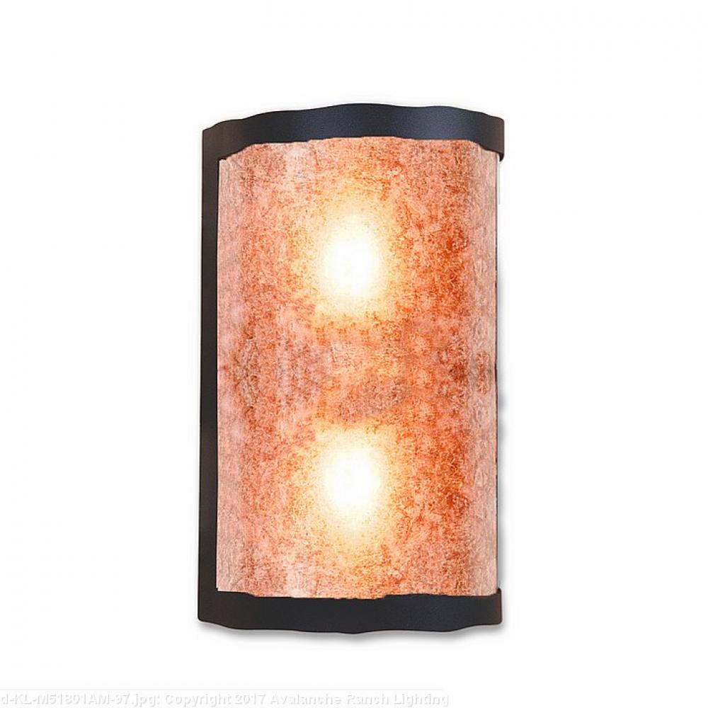 Cascade Exterior Sconce - Rustic Plain - Amber Mica Shade - Black Iron Finish