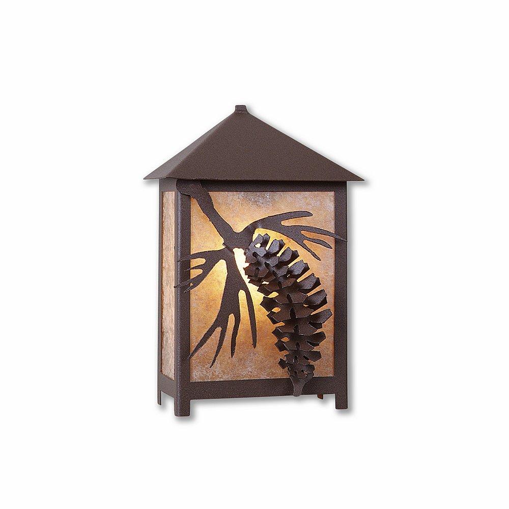 Hudson Sconce Small - Spruce Cone - Almond Mica Shade - Rustic Brown Finish