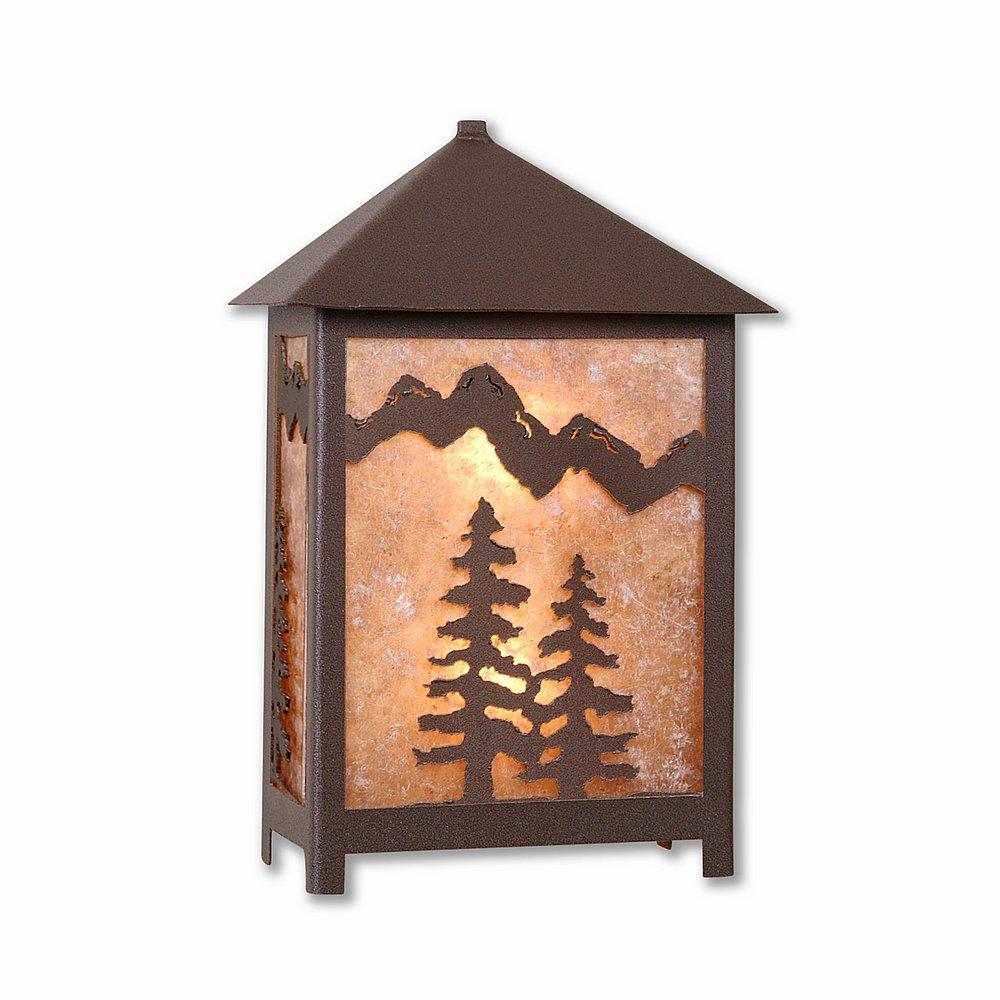 Hudson Sconce Large - Spruce Tree - Almond Mica Shade - Rustic Brown Finish