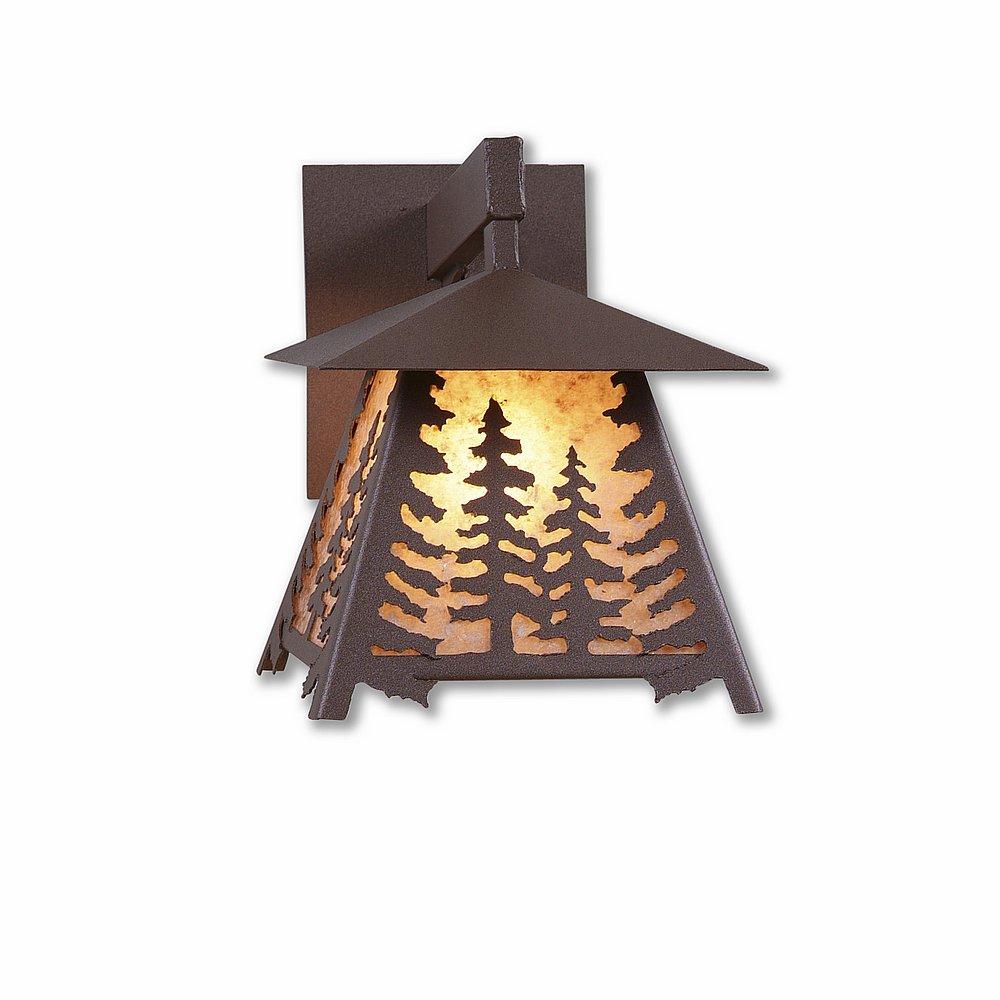 Smoky Mountain Sconce Extra Small - Spruce Tree - Almond Mica Shade - Rustic Brown Finish
