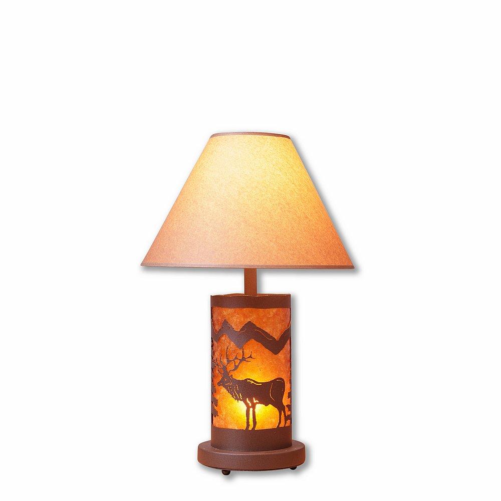 Cascade Desk Lamp - Valley Elk - Amber Mica Shade - Rustic Brown Finish