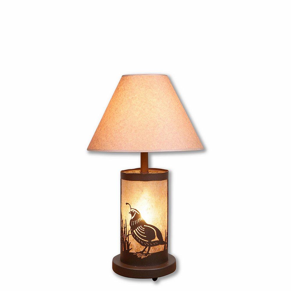 Cascade Desk Lamp - Western Quail - Almond Mica Shade - Rustic Brown Finish