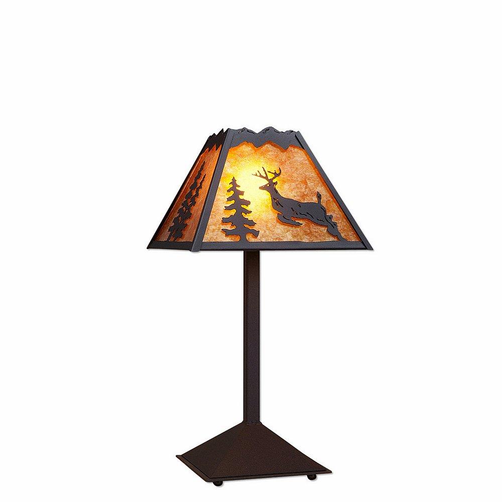 Rocky Mountain Desk Lamp - Valley Deer - Amber Mica Shade - Black Iron Finish