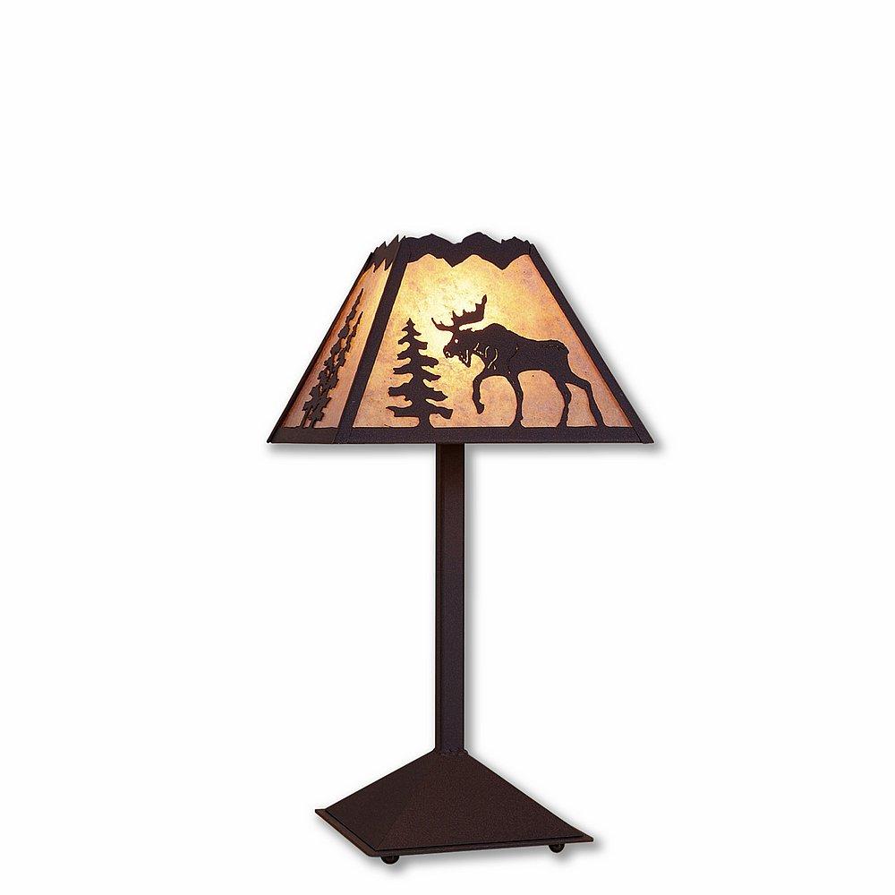 Rocky Mountain Desk Lamp - Mountain Moose - Almond Mica Shade - Dark Bronze Metallic Finish