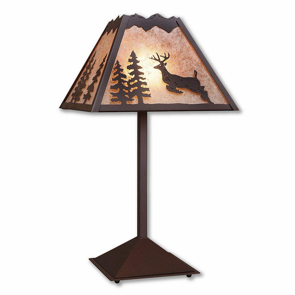 Rocky Mountain Table Lamp - Valley Deer - Almond Mica Shade - Rustic Brown Finish