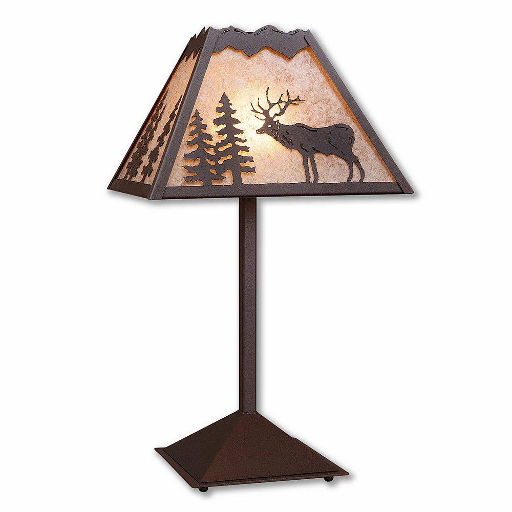 Rocky Mountain Table Lamp - Valley Elk - Almond Mica Shade - Rustic Brown Finish