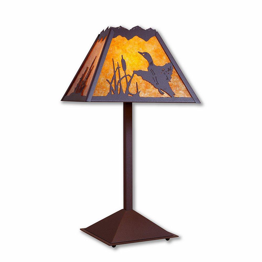 Rocky Mountain Table Lamp - Loon - Amber Mica Shade - Rustic Brown Finish
