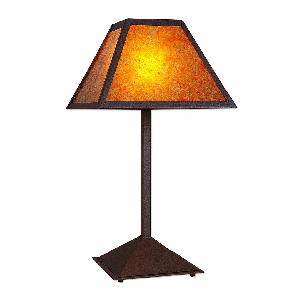 Rocky Mountain Table Lamp - Northrim - Amber Mica Shade - Rustic Brown Finish