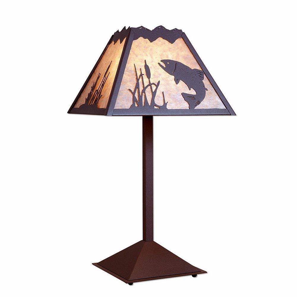 Rocky Mountain Table Lamp - Trout - Almond Mica Shade - Rustic Brown Finish