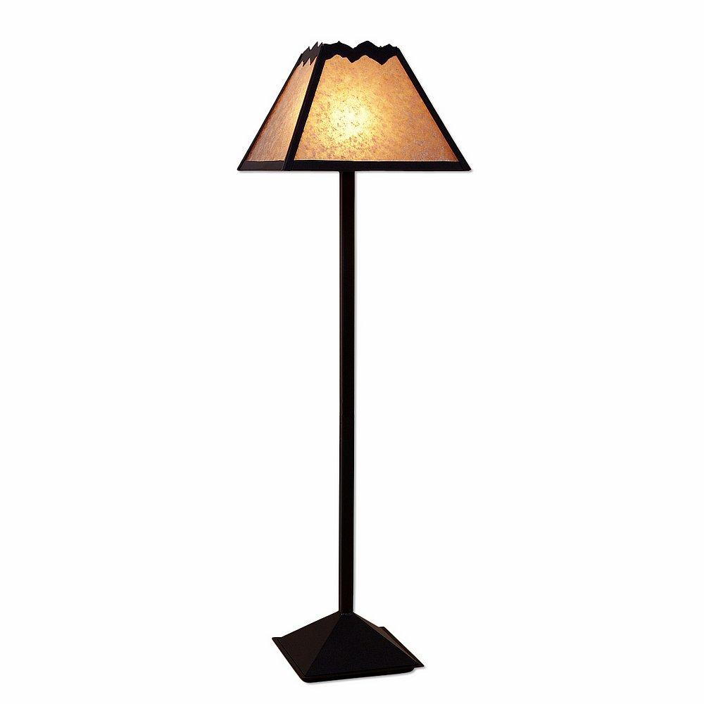 Rocky Mountain Floor Lamp - Rustic Plain - Almond Mica Shade - Black Iron Finish