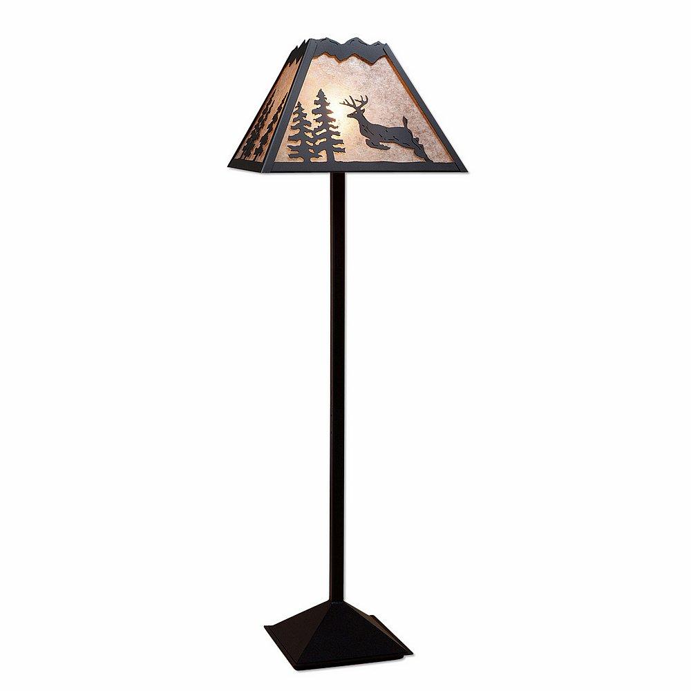 Rocky Mountain Floor Lamp - Valley Deer - Almond Mica Shade - Black Iron Finish