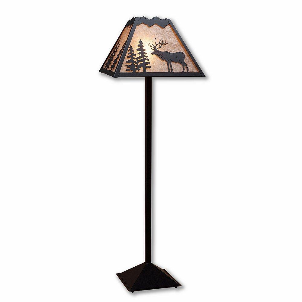 Rocky Mountain Floor Lamp - Valley Elk - Almond Mica Shade - Black Iron Finish