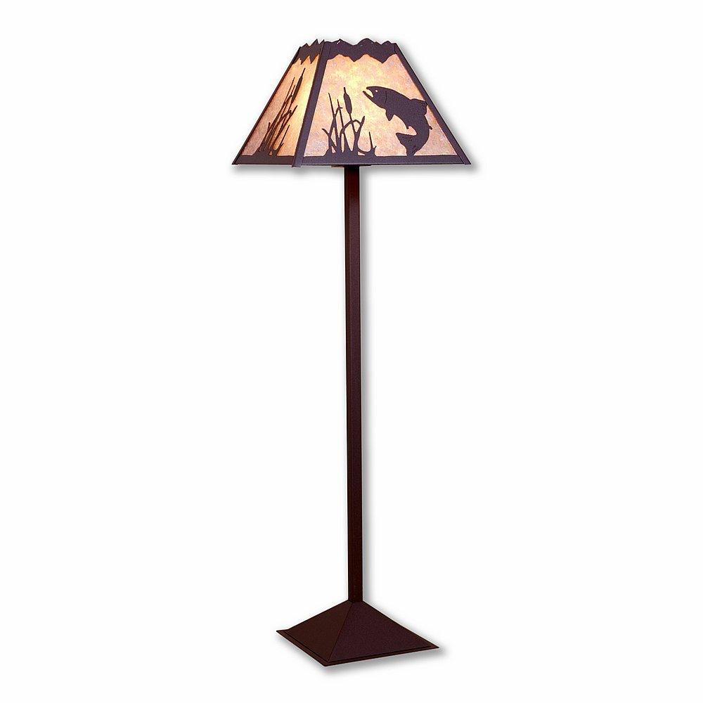 Rocky Mountain Floor Lamp - Trout - Almond Mica Shade - Rustic Brown Finish