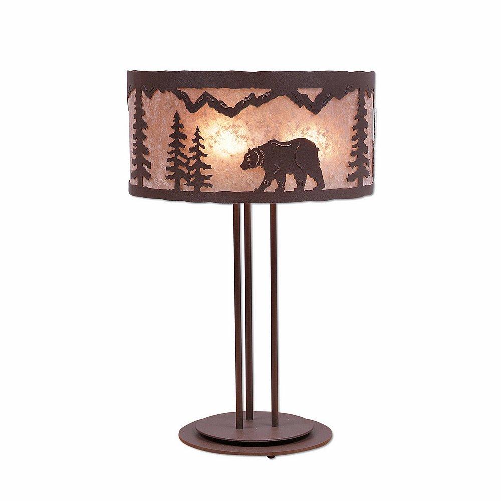 Kincaid Desk Lamp - Mountain Bear - Almond Mica Shade - Rustic Brown Finish