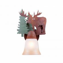 Avalanche Ranch Lighting A17128TT-04 - Lakeside Single Sconce - Moose - Two-Toned Amber Cream Bell Glass - Pine Tree Green