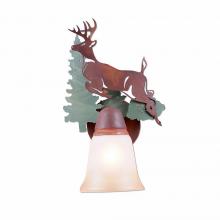 Avalanche Ranch Lighting A17131TT-04 - Lakeside Single Sconce - Deer - Two-Toned Amber Cream Bell Glass - Pine Tree Green