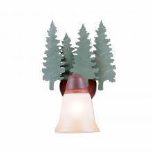 Avalanche Ranch Lighting A17142TT-04 - Lakeside Single Sconce - Pine Tree - Two-Toned Amber Cream Bell Glass - Pine Tree Green