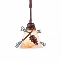 Avalanche Ranch Lighting A28520AS-ST-04 - Sienna Pendant Single - Pine Cone - Marbled Amber Swirl Bell Glass - Pine Tree Green