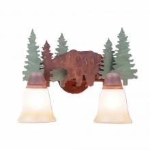 Avalanche Ranch Lighting A32226TT-04 - Lakeside Double Bath Vanity Light - Bear - Two-Toned Amber Cream Bell Glass - Pine Tree Green
