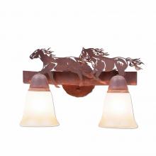 Avalanche Ranch Lighting A32237TT-02 - Lakeside Double Bath Vanity Light - Horse - Two-Toned Amber Cream Bell Glass - Rust Patina Finish