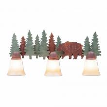 Avalanche Ranch Lighting A32326TT-04 - Lakeside Triple Bath Vanity Light - Bear - Two-Toned Amber Cream Bell Glass - Pine Tree Green
