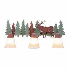 Avalanche Ranch Lighting A32334TT-04 - Lakeside Triple Bath Vanity Light - Elk - Two-Toned Amber Cream Bell Glass - Pine Tree Green