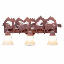 Avalanche Ranch Lighting A32336TT-02 - Lakeside Triple Bath Vanity Light - Horse Mountain - Two-Toned Amber Cream Bell Glass