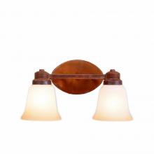 Avalanche Ranch Lighting A38601TT-02 - Sienna Double Bath Vanity Light - Rustic Plain - Two-Toned Amber Cream Bell Glass