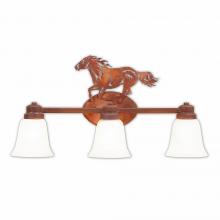 Avalanche Ranch Lighting A38737OW-02 - Sienna Triple Bath Vanity Light - Horse - Opal White Bell Glass - Rust Patina Finish