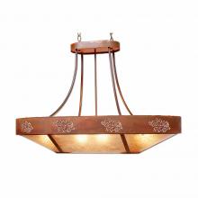 Avalanche Ranch Lighting A41148AL-HR-02 - Ridgemont Chandelier Oval - Cedar Bough Cutout - Almond Mica Shade - Rust Patina Finish