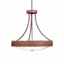 Avalanche Ranch Lighting A41901FC-HR-02 - Ridgemont Chandelier Small - Bowl Bottom - Rustic Plain - Frosted Glass Bowl - Rust Patina Finish