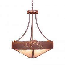 Avalanche Ranch Lighting A41945AL-HR-02 - Ridgemont Chandelier Small - Shade Bottom - Mountain-Pine Tree Cutouts - Almond Mica Shade