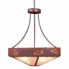 Avalanche Ranch Lighting A42162AL-HR-02 - Ridgemont Chandelier Medium - Shade Bottom - Fish Cutout - Almond Mica Shade - Rust Patina Finish