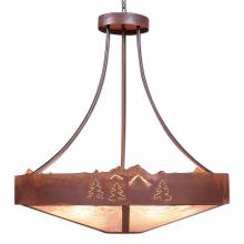 Avalanche Ranch Lighting A42545AL-HR-02 - Ridgemont Chandelier Large - Shade Bottom - Mountain-Pine Tree Cutouts - Almond Mica Shade