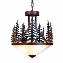 Avalanche Ranch Lighting A44343-03 - Wisley Foyer Chandelier - Cedar Tree - Frosted Glass Bowl - Cedar Green-Rust Patina base Finish