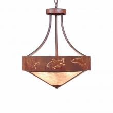 Avalanche Ranch Lighting A44662AL-HR-02 - Ridgemont Foyer Chandelier Large Short - Shade Bottom - Fish Cutout - Almond Mica Shade