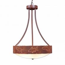 Avalanche Ranch Lighting A45162FC-HR-02 - Ridgemont Foyer Chandelier Large Tall - Bowl Bottom - Fish Cutout - Frosted Glass Bowl