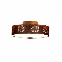 Avalanche Ranch Lighting A47106FC-02 - Ridgewood Close-to-Ceiling Small - Maple Cutout - Frosted Glass Bowl - Rust Patina Finish