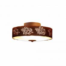 Avalanche Ranch Lighting A47148FC-02 - Ridgewood Close-to-Ceiling Small - Cedar Bough Cutout - Frosted Glass Bowl - Rust Patina Finish