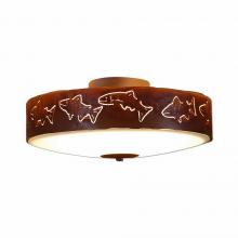 Avalanche Ranch Lighting A47262FC-02 - Ridgewood Close-to-Ceiling Large - Fish Cutout - Frosted Glass Bowl - Rust Patina Finish