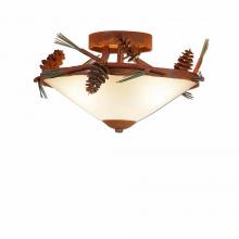Avalanche Ranch Lighting A47420FC-04 - Wisley Close-to-Ceiling - Pine Cone - Frosted Glass Bowl - Pine Tree Green-Rust Patina base Finish