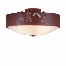 Avalanche Ranch Lighting A47745FC-02 - Ridgemont Close-to-Ceiling Large - Mountain-Pine Tree Cutouts - Frosted Glass Bowl