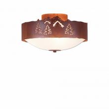 Avalanche Ranch Lighting A47845FC-02 - Ridgemont Close-to-Ceiling Medium - Mountain-Pine Tree Cutouts - Frosted Glass Bowl