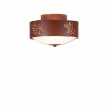 Avalanche Ranch Lighting A47948FC-02 - Ridgemont Close-to-Ceiling Small - Cedar Bough Cutout - Frosted Glass Bowl - Rust Patina Finish