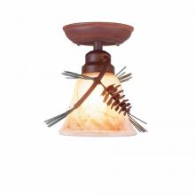 Avalanche Ranch Lighting A48020AS-04 - Sienna Ceiling Light - Pine Cone - Marbled Amber Swirl Bell Glass - Pine Tree Green