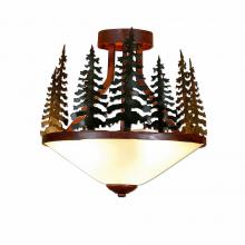 Avalanche Ranch Lighting A48743FC-03 - Wisley Semi-Flush - Cedar Tree - Frosted Glass Bowl - Cedar Green-Rust Patina base Finish