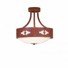 Avalanche Ranch Lighting A48884FC-02 - Ridgemont Semi-Flush Medium - Pueblo - Frosted Glass Bowl - Rust Patina Finish