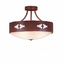 Avalanche Ranch Lighting A49184FC-HR-02 - Ridgemont Semi Flush Large Short - Bowl Bottom - Pueblo - Frosted Glass Bowl - Rust Patina Finish