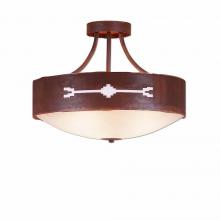 Avalanche Ranch Lighting A49185FC-HR-02 - Ridgemont Semi Flush Large Short - Bowl Bottom - Del Rio - Frosted Glass Bowl - Rust Patina Finish